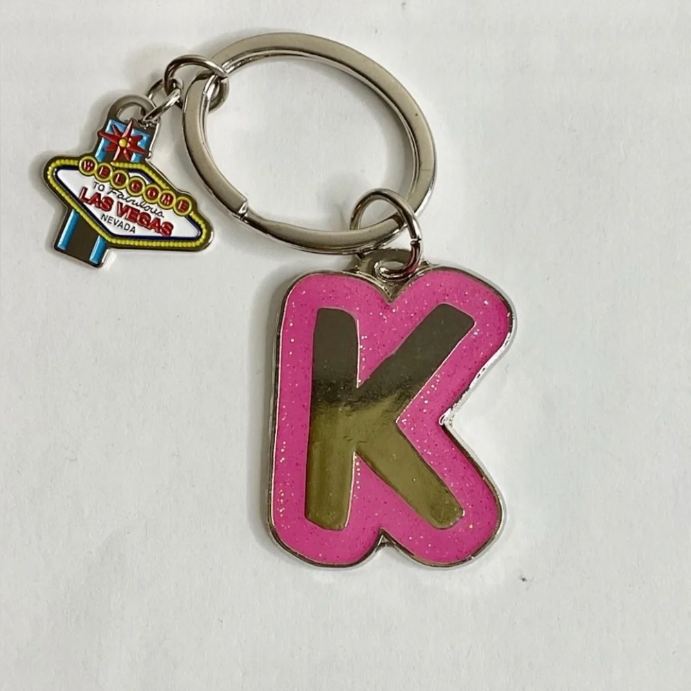 NWT Initial Pink Letter K Keychain